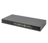 DIGITUS 29 Port Gigabit Ethernet Network Switch - Géré - 24 ports RJ45 + 4 ports SFP + 1 port console - 10/100/1000 Mbps - 19 pouces - fonctions L2+ - noir