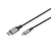 Digitus Câble DisplayPort DP vers mini DP, DP 1.4, 8K/60Hz, 4K/144Hz, 2 m, aluminium, noir