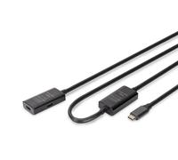 DIGITUS Câble de rallonge USB 3.2 Gen1 actif - 10 m - 5 Gbit/s | Fiche USB-C vers prise USB-C - Câble répéteur - Plug-and-Play - Noir