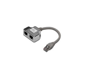 Digitus Adaptateur Câble de Brassage CAT 5e DN-93904 : 2x RJ45 Femelle vers RJ45 Mâle, Blindé, 0.19m, Gris/Argent, Catégorie 5e