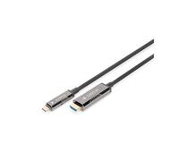 Digitus Adaptateur Câble USB-C vers HDMI AOC 4K/60Hz, 20m, 18Gbit/s, HDMI 2.0, Fibre Optique Hybride, Compatible DisplayPort 1.2 DP Alternate Mode