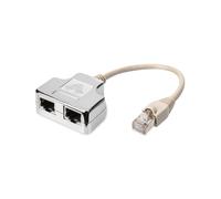 Digitus Adaptateur CAT 5e Blindé 1:1 - 2x RJ45 Femelle, Connecteur RJ45 Mâle, 0.19m, Contacts Nickel, Câble Standard CAT5, Blanc AT-AG-CX2