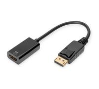 DIGITUS câble Adaptateur DisplayPort Actif - DP vers HDMI Type A - HDMI 2.0 - UltraHD 4k/60Hz - 0.2m - Noir