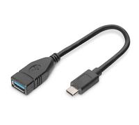 USB Type-C adapter cable, OTG, type C - A M/F, 0,15m, 3A, 5GB, 3.0 Version, bl