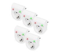 DIGITUS Adaptateur de Protection Contre Les surtensions - 5 pièces | Courant de décharge max. 13 500 A - 16 A / 230 V / 50 Hz - 3 500 W max. - Prise avec mise à la terre - Indicateur d'état LED