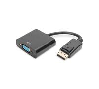 Digitus Adaptateur DisplayPort 1.1a vers VGA (D-Sub) Mâle/Femelle 0.15m Noir - Connecteurs nickelés, Résolution jusqu'à 1080p/60Hz - Référence AK-340410-001-S