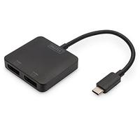 DIGITUS Adaptateur Graphique 2 Ports USB-C - USB-C vers 2X Displayport - 4k60Hz - Multi Stream Transport (MST) - Hub vidéo - Noir