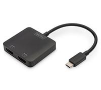 DIGITUS Adaptateur Graphique 2 Ports USB-C - USB-C vers 2X HDMI - 4k60Hz - Multi Stream Transport (MST) - Concentrateur vidéo - Noir