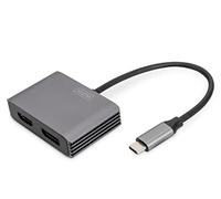 DIGITUS Adaptateur Graphique USB-C - USB-C vers DisplayPort & HDMI - UltraHD 4k/30Hz - HDMI 1.4b, HDR10, CEC - Longueur de câble 20cm - Plug & Play - Gris