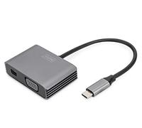 DIGITUS Adaptateur Graphique USB-C - USB-C vers Mini DisplayPort & VGA - UltraHD 4k/30Hz - DisplayPort 1.4 - Longueur de câble 20cm - Plug & Play - Gris