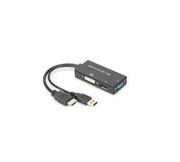 Digitus Adaptateur HDMI Type A vers DVI-D/DisplayPort 1.2a/VGA, 4K/30Hz, 0.2m, contacts or, AWG 28/30, câble cuivre, Plug and Play