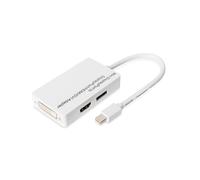 Digitus Adaptateur Mini DisplayPort vers DisplayPort/HDMI/DVI-D, 1080p 60Hz, Mâle/Femelle, 0.2m, Plaqué Or, Double Blindage, Blanc (DB-340509-002-W)