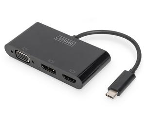 Digitus Adaptateur multi-ports USB Type-C™ à 3 ports (HDMI, DP, VGA)