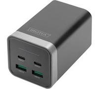 Digitus - Adaptateur secteur - GaN, universel - 150 Watt - 5 A - PD 3.0 - 4 connecteurs de sortie (USB-C, USB) - noir, argent Noir, Argent G