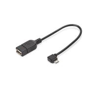 Digitus Adaptateur USB 2.0 OTG Micro-USB B vers USB A 0.15m, AWG28, Contacts Nickel, Noir, Réf: AK-300313-002-S