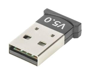 DIGITUS Adaptateur USB Bluetooth 5.0 - pour PC et Ordinateur Portable - Plus de 3 connexions simultanées - Bluetooth Low Energy (BLE) - Portée jusqu'à 20 m - Compatibilité descendante luetooth