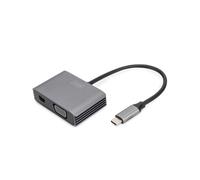 Digitus Adaptateur USB-C vers Mini DisplayPort + VGA 4K UHD (4096x2160) 30Hz HDR10, Aluminium, Compatible Windows/macOS/Linux/Android, DA-70825