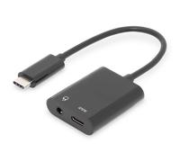 DIGITUS - Adaptateur USB-C vers prise jack - USB-C mâle vers mini prise jack stéréo, USB-C femelle - 20 cm - noir