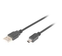 Digitus Câble USB USB 2.0 USB-A mâle, USB-Mini-B mâle 1.80 m noir avec fonction OTG AK-300108-018-S