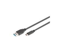 Digitus AK-300136-010-S : Câble USB 3.2 Gen 1 Type-C vers Type-A M/M, 1m, AWG 24/28, Power Delivery (3A), Contacts Nickel, Noir