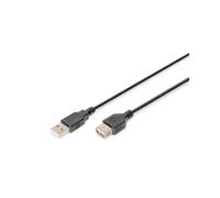 Digitus AK-300200-030-S Rallonge USB 2.0 - 3m - Connecteurs USB A Mâle/Femelle - 480 Mbit/s - Contacts Nickel - Couleur Noire