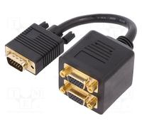 Digitus Câble répartiteur en Y AK-310400-002-S HD15 mâle vers double VGA HD15 femelle Noir 20 cm