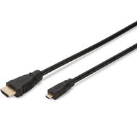 ASSMANN - Câble HDMI - 19 pin mini HDMI Type C mâle pour HDMI mâle - 2 m - noir