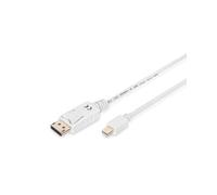 Digitus AK-340102-030-W Câble Mini DisplayPort vers DisplayPort 3m Blanc - DP 1.1a, AWG32, Cuivre, Blindé Magnétique, Connecteurs Nickelés, UL