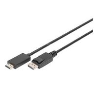 Digitus Câble adaptateur DisplayPort vers HDMI Type A M/M DP1.2/HDMI2.0 4K/60Hz 1,0 m verrou noir