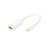 Digitus AK-340404-001-W : Adaptateur Mini DisplayPort Mâle vers HDMI Femelle, 0.15m, DP++ 1.1a, Câble Cuivre AWG32, Blanc, Blindé Nickel