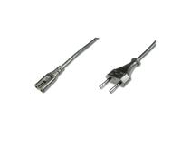 Digitus AK-440104-018-S Cordon d'Alimentation 1.8m, Connecteur EU vers Coupleur C7, Noir, Contacts Nickelés, Mâle vers Femelle