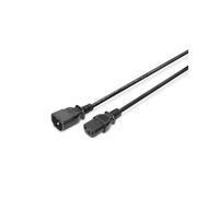 Digitus AK-440201-018-S : Rallonge Alimentation 1.8m IEC C14 vers IEC C13, 250V/10A, H05VV-F3G 0.75mm², PVC Noir, Contacts Nickel