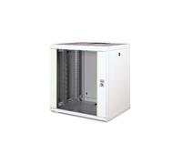 Digitus Armoire Murale 12U 600x450mm Acier Gris RAL7035, Porte Verre, Charge 100kg, IP20, Rails 19", Profondeur Réglable DN-19-12-U
