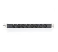 Digitus Bloc multiprise avec profilé en aluminium, prise électrique à contact de protection avec 8 sorties, connecteur à contact de protection pour câ