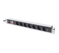 Digitus Bloc multiprise avec profilé en aluminium et interrupteur, prise électrique à contact de protection avec 7 sorties, connecteur à contact de pr