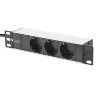 Digitus Bloc multiprise avec profilé en aluminium, prise électrique à contact de protection avec 3 sorties, connecteur à contact de protection pour câ