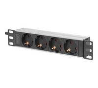 Digitus PDU 1U aluminium 254 mm (10") – 4 prises de sécurité, 16 A, 4000 W, 250 V CA 50/60 Hz