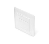 Wallplate for Keystone Jacks, German Type 80x80 frame, 50x50 central plate, design comp.
