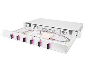 DIGITUS boîte d'épissure Fibre Optique 6 couplages - SC - OM4-1U - 19 Pouces - Multi-Mode Simplex - avec Cassette d'épissure - Montage en Rack