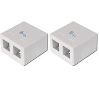 DIGITUS Boîtier de raccordement - 2 ports - Pour modules Keystone - Point de consolidation Boîtier apparent - Modulaire - Boîtier réseau - Blanc (Lot de 2)