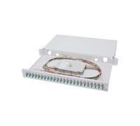 Digitus Boîtier d'Épissure Fibre Optique 1U 24x LC DX OM3, Cassette & Pigtails, Acier Gris, réf. DN-96332/3