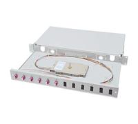 DIGITUS Boîtier d'épissure fibre optique - 6x duplex LC/UPC - multimode OM4 | Pré-assemblé - 19 pouces, 1 U - 12 fibres - Extensible - Cassette d'épissure pour fibre optique - Gris