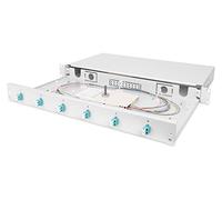 DIGITUS Boîtier d'épissure fibre optique - 6x LC/UPC duplex - OM3 multimode | Pré-assemblé - 19 pouces, 1 U - 12 fibres - Extensible - Cassette d'épissure pour fibre optique - Gris