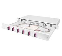 DIGITUS Boîtier d'épissure fibre optique - 6x SC/UPC duplex - multimode OM4 | Pré-assemblé - 19 pouces, 1 U - 12 fibres - Extensible - Cassette d'épissure pour fibre optique - Gris