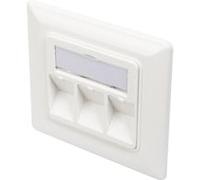 Digitus Plaque murale Keystone RJ45 3x avec cache anti-poussière 80/80 + plaque centrale blanc pur