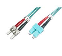 DIGITUS Câble à fibre optique OM3 - 1 m - ST vers SC - Câble à FO duplex | 1/10/40/100 Gbit/s - Câble LAN à fibre optique multimode MM - Type de fibre : 50/125 µ - Turquoise (Aqua)