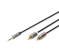 Digitus Câble adaptateur audio stéréo jack 3,5 mm vers 2x RCA 1 m contacts dorés noir
