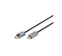 Digitus Câble Adaptateur DisplayPort 1.2 vers HDMI 2.0 M/M 1m - Support 4K 30Hz, HDCP, DPCP, Contacts Or, Double Blindage - DB-340202-010-S