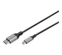 Digitus Câble DisplayPort DP vers mini DP, DP 1.4, 8K/60Hz, 4K/144Hz, 2 m, aluminium, noir