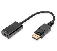 DIGITUS câble Adaptateur DisplayPort Actif - DP vers HDMI Type A - HDMI 2.0 - UltraHD 4k/60Hz - 0.2m - Noir